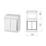 Blanc double plexo 69539: double bouton poussoir de monter en saillie pour pièce humide iP44 avec interrupteur
