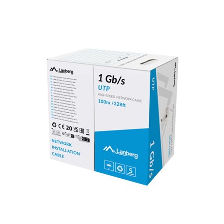 Câble Réseau Rigide UTP 6ème Catégorie Lanberg LCU6-10CC-0100-S Gris 100 m