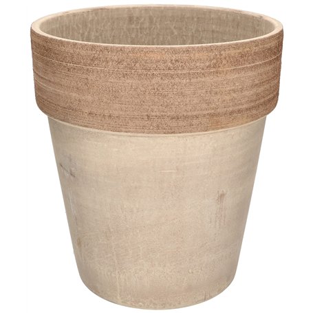 KOTARBAU® Pot de fleurs en terre cuite - Diamètre : 28 cm - Résistant au gel - Bord nervuré - Café