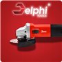 Delphi Tools Meuleuse d'angle 1500 W, 125 mm, réglage de la vitesse, coffret, disques à tronçonner et accessoires, démarrage pro