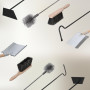 KOTARBAU® Lot de 5 ustensiles de cheminée avec tisonnier - Balai - Manche en bois - Accessoire de cheminée - Métal revêtu par pu