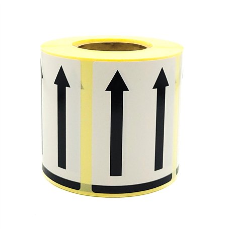 MD Labels Lot de 500 étiquettes d'avertissement en rouleau - 50 x 70 mm - Double flèches - Côté vers le haut - Symbole de flèche