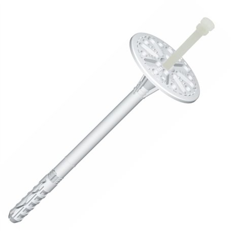 KLIMAS Cheville d'isolation à frapper avec clou plastique - faible profondeur ancrage 10 x 140 - Boîte de 200 - Cheville fixatio