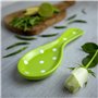 City to Cottage | Repose cuillère | vert pomme à pois blancs en céramique fait et peint à la main