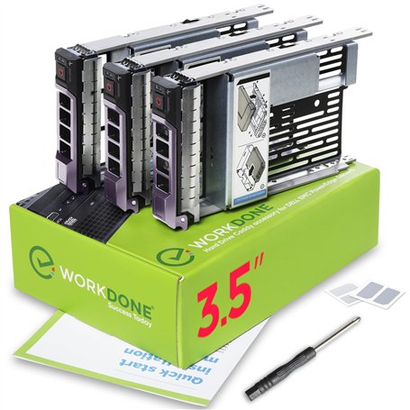 WORKDONE Pack 3u.-Plateau Caddy HDD 3.5" et Adaptateur 2.5" - Compatibles avec serveurs Dell PowerEdge 11-13ème - Manuel - Autoc