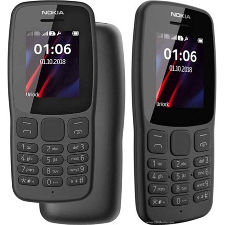 Nokia 106 unlocked 4GB Dual Sim 2018 Gris Foncé avec Lampe Torche LED Radio FM Grand Bouton Téléphone