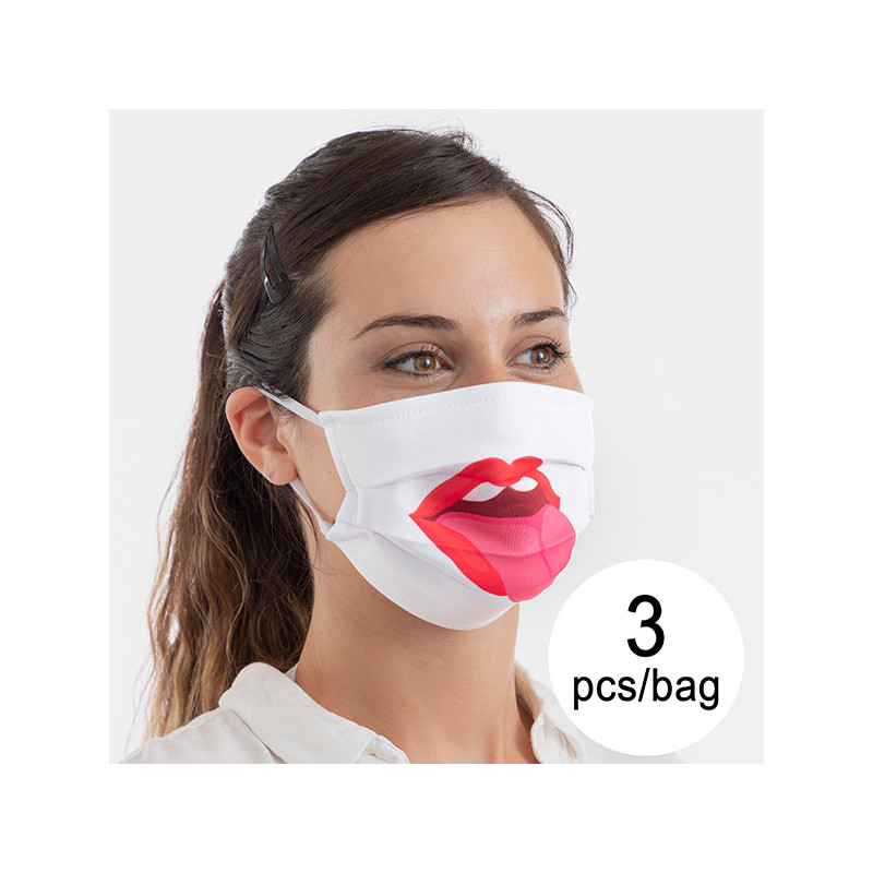 Masque en tissu hygiénique réutilisable Tongue Luanvi Taille M Pack de 3 unités