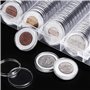 JZK 100 x Plastique Capsules de Pièces 30mm Capsules de Monnaie Titulaire + 100 x Joint en Mousse (17/20/25/27/ 30mm) pour Pièce