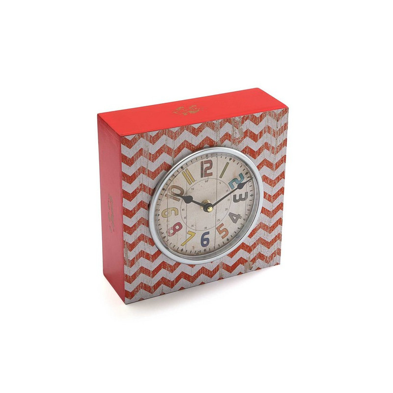 Horloge de table Versa Rouge Bois Vintage 10 x 23 x 23 cm