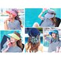 Femme Casquette Visière Large Bord Chapeau de Soleil Plage Voyage Eté Capeline de Camping Pêche Vélo Jardinage Pliable Protectio