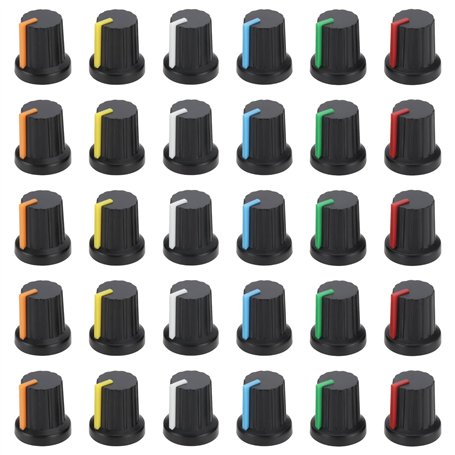 Be In Your Mind 30 Pièces Bouton de Commande de Potentiomètre Trou d'arbre Moleté de 6mm 15.5x15mm pour Équipement Audio Amplifi