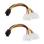 Create idea Lot de 2 câbles d'alimentation PCI-E 6 broches vers double 4 broches Molex adaptateur carte graphique adaptateur d'a