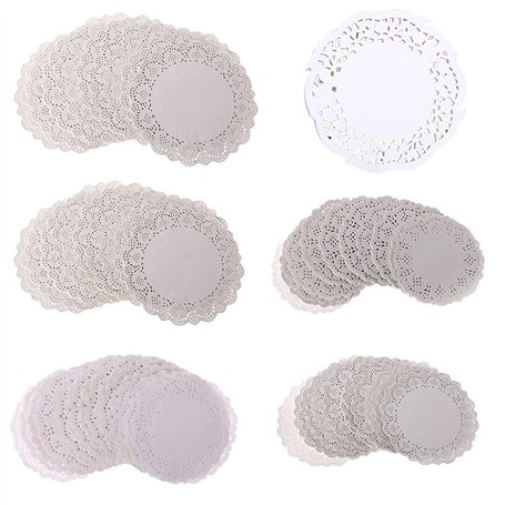 LLLucky 200 Pcs De Mariage Dentelle Ronde Papier Napperon Parti Cake Emballage Papier Pad Desserts Affichage Napperons sous-Verr