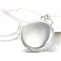 JewelryWe Pendentif Collier Montre de Poche Gousset Ronde Poli Quartz Chiffre Simple Lisse Couverture Chic Alliage Couleur Argen