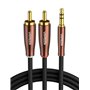 UGREEN 2M Câble RCA Jack Audio Stéréo Coton Tressé Cordon 3.5mm Mâle 2RCA Mâle Plaqué Or Compatible avec Amplificateur Autoradio