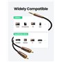 UGREEN 2M Câble RCA Jack Audio Stéréo Coton Tressé Cordon 3.5mm Mâle 2RCA Mâle Plaqué Or Compatible avec Amplificateur Autoradio