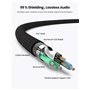 UGREEN 2M Câble RCA Jack Audio Stéréo Coton Tressé Cordon 3.5mm Mâle 2RCA Mâle Plaqué Or Compatible avec Amplificateur Autoradio