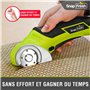 SnapFresh Ciseaux Electrique Cutter Rotatif ÉLectrique 4V Universels avec 2 Lames Sans Fil pour DIY/Papier/Carton/Cuir/Tapis/Pla