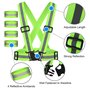 URAQT 2 Pièces Gilet de Sécurité vélo et 4 Pièces Bracelets de Sécurité, Haute Visibilité Polyester Gilet Vélo Réglable Elastiqu