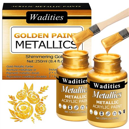 Wadities Peinture acrylique dorée métallisée