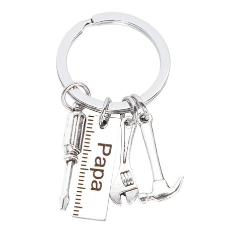 Happyyami Porte-Clés Fête de Pères Pendentif Keychain en Acier Inoxydable Porte-clés Papa Pendentif Marteau Clé Tournevis pour d