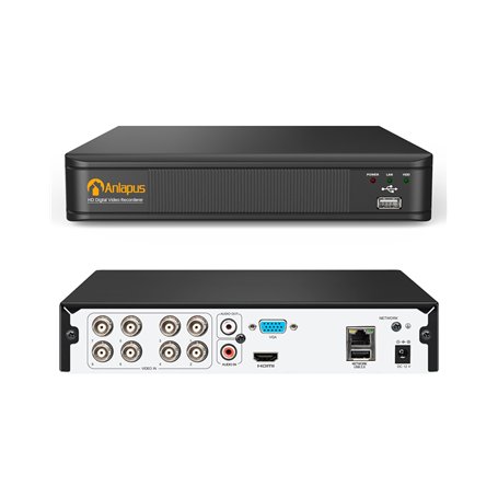 Anlapus 8CH 1080P H.265+ TVI DVR Enregistreur Vidéo Numérique