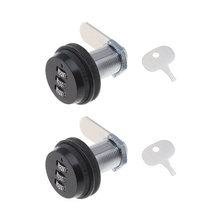 Be In Your Mind Lot de 2 Verrous Cylindres de Serrure de 19 x 30 mm en Alliage de Zinc Noir avec Code à 3 Chiffres
