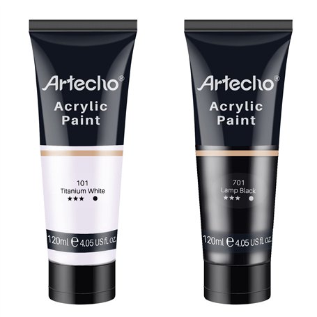 Artecho Peinture Acrylique Blanche et Noire 120 ml