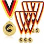 GEBETTER 6Pcs Médaille Allemand Médaille d’Or Equitation pour Gagnant Trophée Jouet Sport avec Ruban Noir Rouge Jaune
