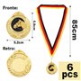 GEBETTER 6Pcs Médaille Allemand Médaille d’Or Equitation pour Gagnant Trophée Jouet Sport avec Ruban Noir Rouge Jaune