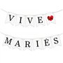 1Pc Banderole VIVE les MARIES Guirlande Just Married pour Décoration Voiture Mariage Fiançailles avec Ruban