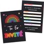 GEBETTER 12Pcs Carte Invitation Anniversaire Thème Néon pour Garçon Fille Enfant Fête Anniversaire
