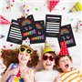 GEBETTER 12Pcs Carte Invitation Anniversaire Thème Néon pour Garçon Fille Enfant Fête Anniversaire