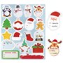 85Pcs Étiquette Autocollant Noël en Français Joyeux Noël 17 Formes Père Noël Bonhomme Neige Renne Sapin Sticker Auto-adhésif pou
