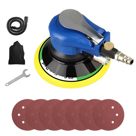 Uten Ponceuse Orbitale Pneumatique à Double Action de Disque Ø 152 mm 6“ avec Régulation de la Vitesse avec 7 pièces de Papier A