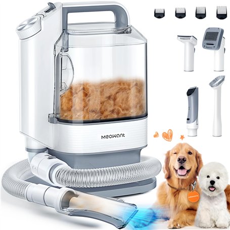 Meowant Professionnelle Tondeuse Chien avec Aspirateur Poil de Chien de 3.2L et 5 Outils de Toilettage et de Nettoyage Professio