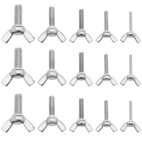 Be In Your Mind 50pcs Vis à Oreilles Papillon M3 M4 M5 M6 M8 Ensemble de Boulons à Oreilles en Acier Inoxydable Vis Papillon en