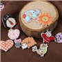 Create idea 100pcs Boutons en Bois Dessin Animé Motif Aléatoire Mignon Animal Fleur Décoratif Imprimé Boutons Ornements pour Bri