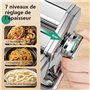 YASHE Machine à Pâtes Manuelle, 7 Épaisseurs Réglables, Machine à Pâtes en Acier Inoxydable avec Rouleau et Cutter, Machine à Pâ