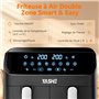 YASHE Air Fryer 2 Compartiments, 9L Friteuse Sans Huile avec 2 Tiroirs, 8-en-1 Programmes de Cuisson, Écran Tactile LED, Circula