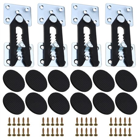 Be In Your Mind 4pcs Connecteur de Meubles Sectionnels de Canapé Pince Crocodile à Pression avec Vis et 12pcs Coussinets de Meub