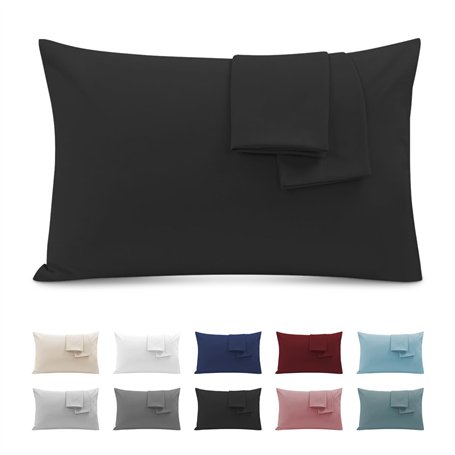 Taie Oreiller 50x70 Lot de 2 en Premium Microfibre - avec Fermeture Éclair Invisible- Housse Coussin Doux