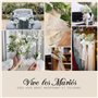 Tulle “Vive les Mariés” 8cmx10m Rouleau Ruban Blanc Paillette Décoration Mariage pour Nœud Voiture Chaise Table Bouquet Emballag