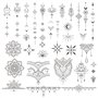 4Pcs Tatouage Temporaire Fleur Noire Motif Mandala Autocollant Tatouage Ephémère Etanche pour Femme