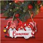 GEBETTER Décoration à Suspendre Noël 1Pc Plaque en Bois “Joyeux Noël””Bienvenue” Motif Nain de Noël Suspension avec Ficelle pour
