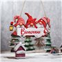 GEBETTER Décoration à Suspendre Noël 1Pc Plaque en Bois “Joyeux Noël””Bienvenue” Motif Nain de Noël Suspension avec Ficelle pour