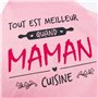 GEBETTER Tablier Cuisine Maman Idée Cadeau “TOUT EST MEILLEUR QUAND MAMAN CUISINE” Rose Cadeau Original pour Noël Fête Mère Anni