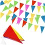 SULOLI 150pcs Multicolor Fanions Imperméable-80M Guirlande Fanions Drapeaux Triangle pour Anniversaire Mariage Intérieur Extérie