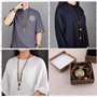 THTHT Vintage en Perles Long Collier Chaîne Chandail Sculpture sur Bois Naturel Ethnique Bodhi Mille Yeux Bohemian Unisexe Simpl