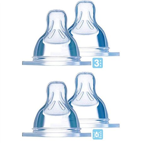 MAM - Lot de 4 tétines en soie - Taille 3 et 4 - Sans gouttes - Débit uniforme - À partir de 4 mois